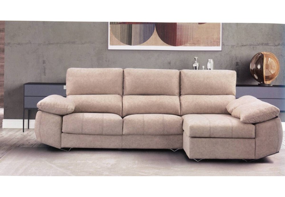 SOFA 3 PLAZAS+CHAISELONGUE V.F.DERECHA TAPIZADO:ARES BEIGE